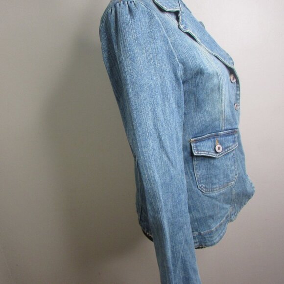 Moe Denim Jacket L Blue Light Wash Pockets - Picture 6 of 10